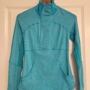 Lululemon Striped Long Sleeve Athletic Shirt Hoodie in teal green blue